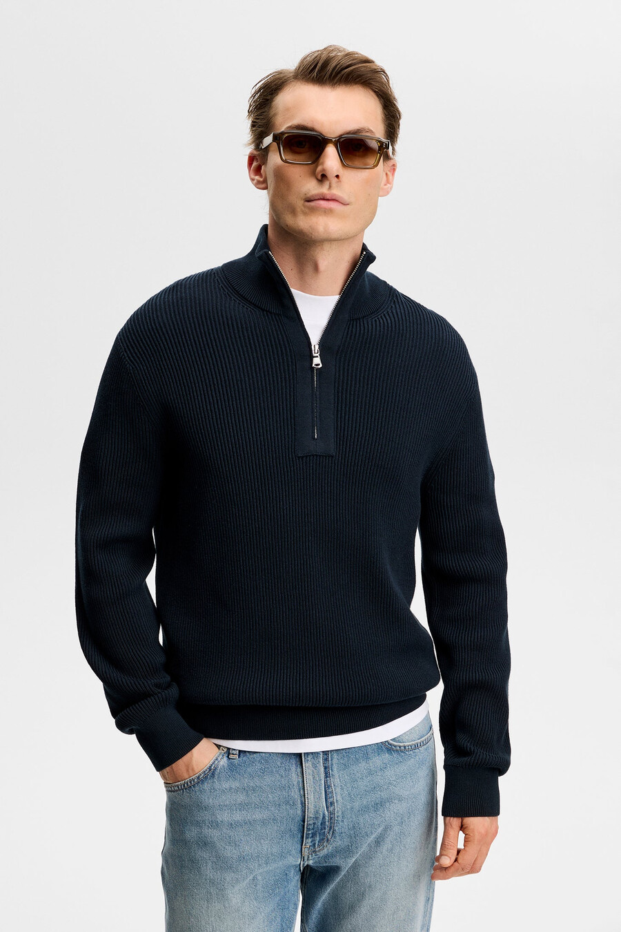 alex half zip knitted sweater